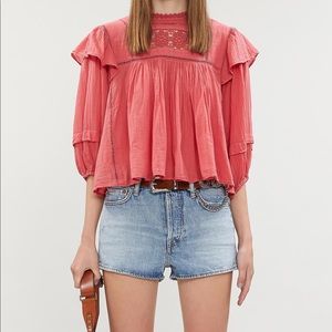 Free People Laura Cotton Ruffle Top